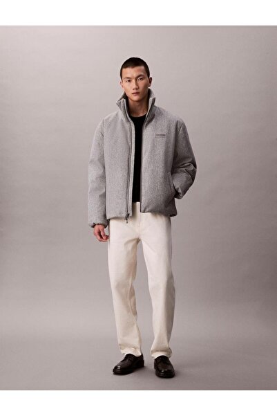 Calvin Klein LS MELANGE RIB NECK WOOL PUFFER