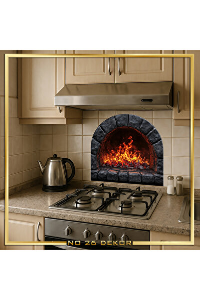 no26dekor Temperli Cam Mutfak Tezgâh Arası Oval