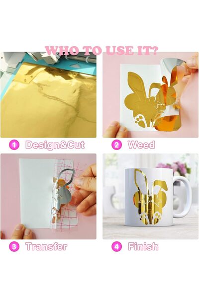 Al Raied Gold Permanent Vinyl 12" x 40 FT Adhesive Roll for Cricut, Silhouett...