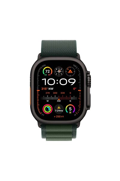 Apple Watch Ultra 2 GPS + Cellular 49mm Black Titanium Case with Dark Green Alpine Loop - Medium