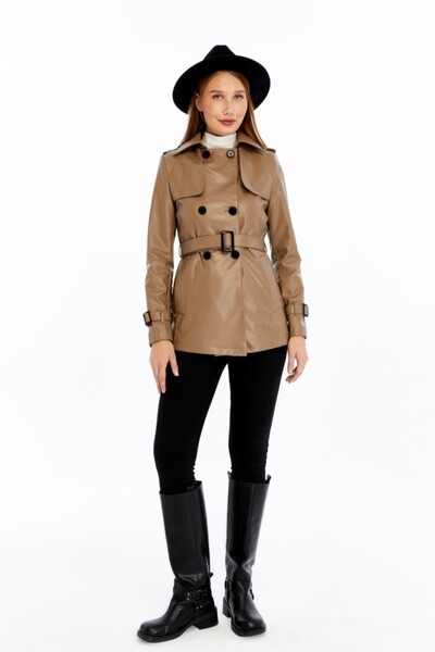 Jamila Kadın Deri Trençkot/Ceket