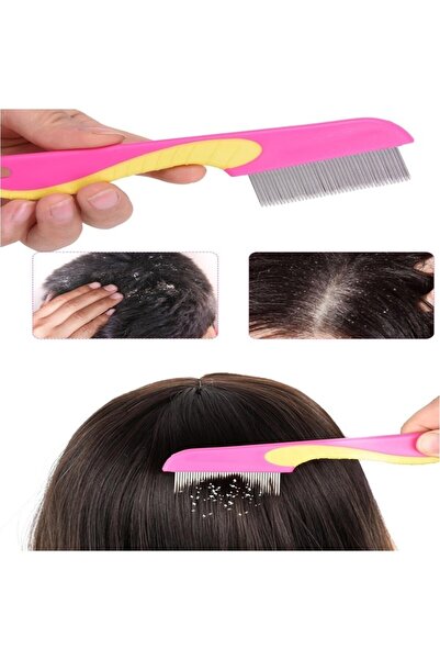 HaLVeY Uzun Saplı Klasik Saç Bit Tarağı Metal Dişli Bit Pire Tarağı
