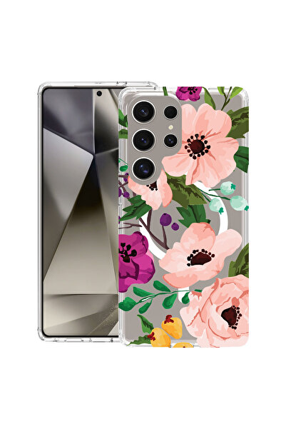bestcase Carcasă antișoc MagSafe TPU pentru Samsung Galaxy S25 Ultra, flori p...