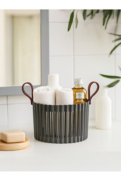 MappleHome Multi-Purpose 8.5 Lt Organizer Basket with Leather Handles – for Bathroom, Kitchen, and Room Use
