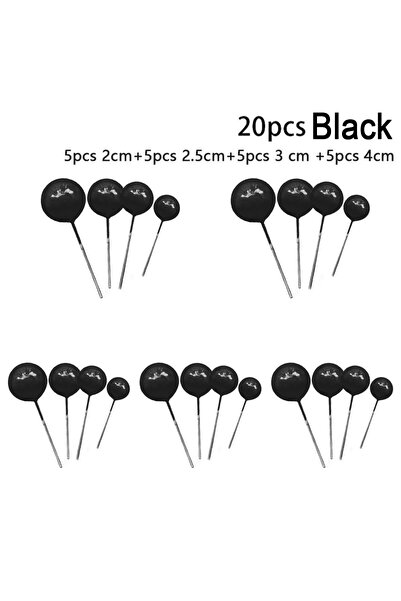 Choice1 black 20pcs Ball Cake Topper Creative Gold Silver Lovely Ball Birthda...