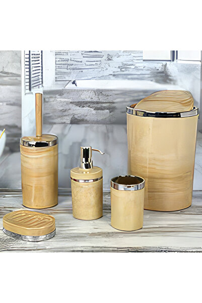 Rota 5'Li Banyo Seti Jade Mermer Desen