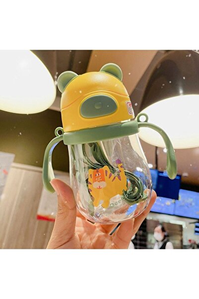 Kiesa 250ml Bpa-Free Baby Water Bottle with Straw Ear-Shaped Handle Soft Straw Baby Water Bottle Baby Feeding Bottle Water Bottle