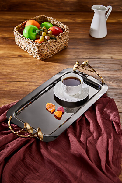 Cornella Tavă decorativă Rose Argintiu - Aur Mică