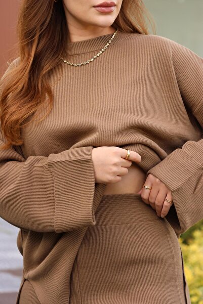 BAŞARAN Mink Knitwear Bottom-Upper Set