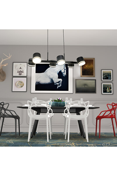 RFAN Pendul, Model DD60351-6, 6 becuri LED GX53, 3 tipuri de lumină, 72W, Negru