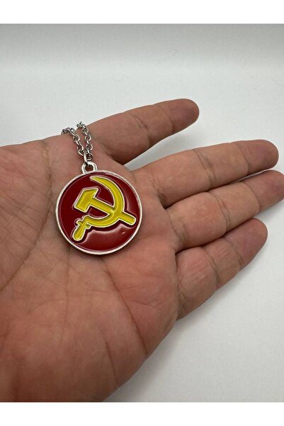Herşey Nota Sickle and Hammer Red Emblem Unisex Necklace – Symbol of Labor, Unity and Strength