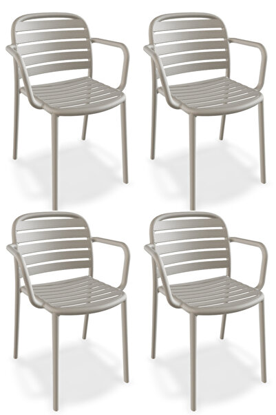 Papatya Tarabya Koltuk Fırtına Gri 4lü Paket - Plastik Bahçe Balkon Mutfak Sa...