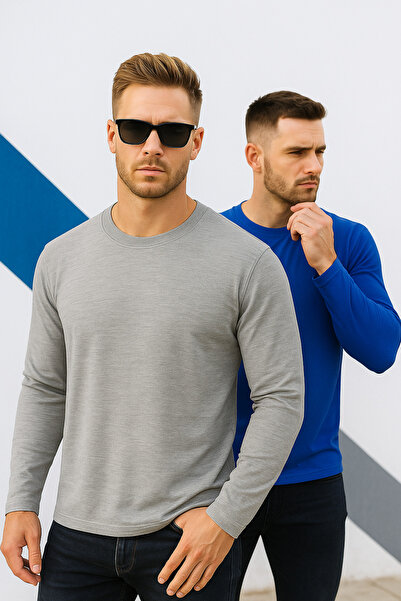 Rich Men's Blue-Grimelange 2-Pack Basic Long Sleeve Athlete Bodysuit