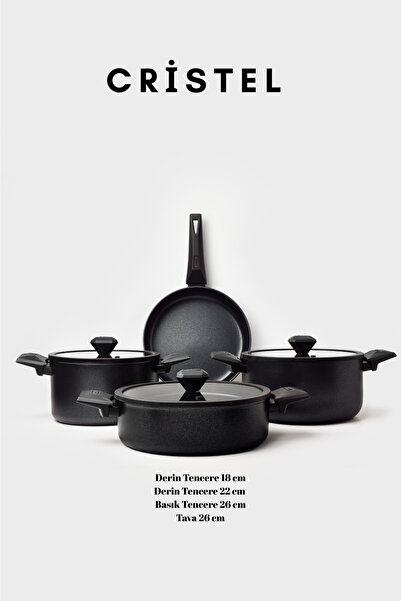 Gigilli طقم أواني طهي كريستيل 7 قطع باللون الأسود