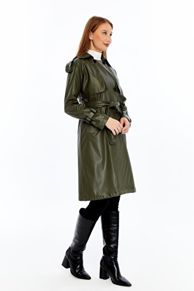 Jamila Reglan Kol Kadın Deri Trençkot/Ceket