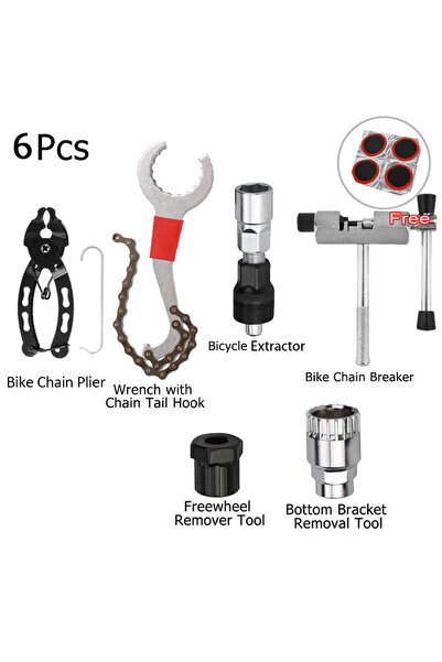 Choice7 مجموعة أدوات إصلاح الدراجات الهوائية (6 قطع): قاطع سلسلة، أداة إزالة ...