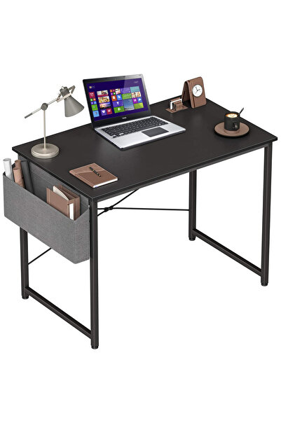 EqiEch مكتب منزلي مقاس 100 سم مع حقيبة تخزين، طاولة كمبيوتر/كتابة لمحطة عمل مكتب منزلي