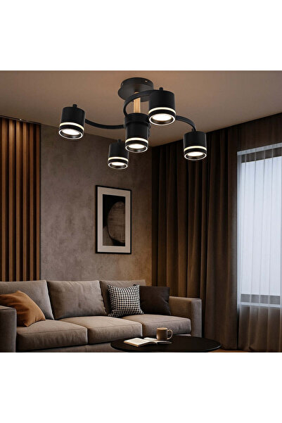 RFAN Candelabru, Model R9170/4+1, 5 becuri LED GX53, 3 tipuri de lumină, 60W,...