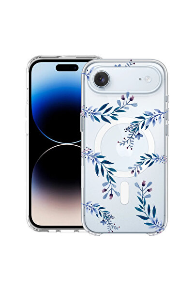 bestcase Carcasă antișoc MagSafe TPU pentru Apple iPhone 17 Air, flori albast...