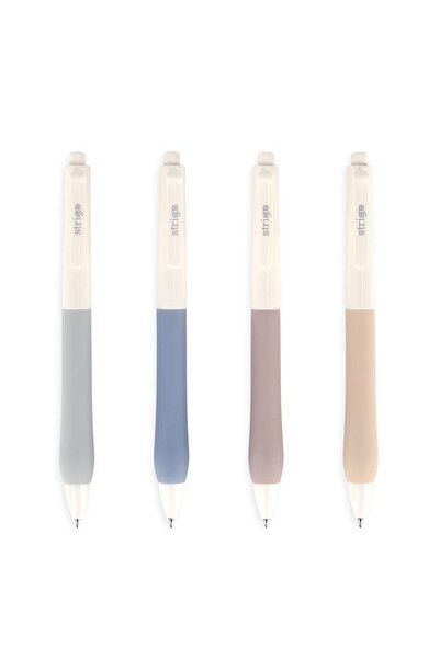 Strigo Set 4 pixuri cu gel Strigo, Silent Click, cerneala albastra, 0.7 mm, g...