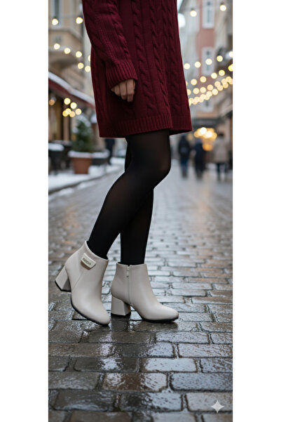 DB Kadın Şık Fermuarlı Topuklu Kaymaz Taban Bot