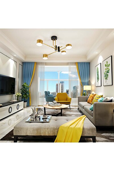 RFAN Candelabru, Model X21014-2+2, 4 becuri LED GX53, Negru/Auriu