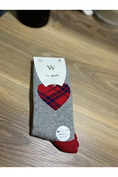 BY JAWALLİ SOCKS Women's Winter Thermal Towel Socks with Heart Pattern