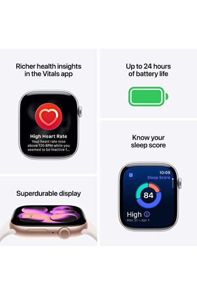 Apple Carcasă din aluminiu negru intens de 46 mm pentru ceasuri seria 11 GPS cu curea sport neagră - M/L