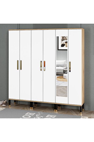 Kalender Dekor Demet-1-3-3 Ayaklı Aynalı Ayakkabılık Portmanto Vestiyer