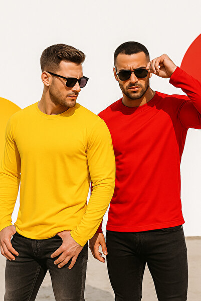 Rich Men's Yellow-Red 2-Pack Basic Long Sleeve Athlete Bodysuit