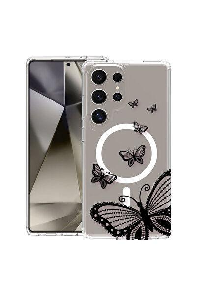 bestcase Carcasă antișoc MagSafe TPU pentru Samsung Galaxy S25 Ultra, fluture...