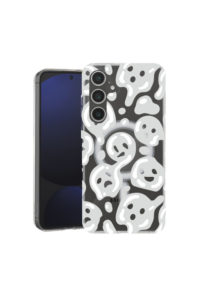 bestcase Carcasă antișoc MagSafe TPU pentru Samsung Galaxy A55, gri acid smil...