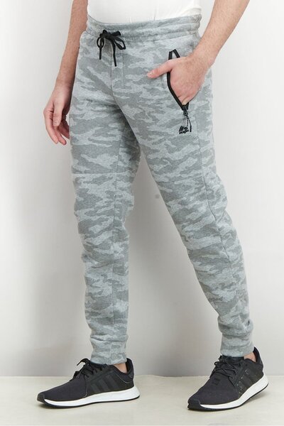 RBX Men Drawstring Camouflage Jogger Pants, Grey Combo