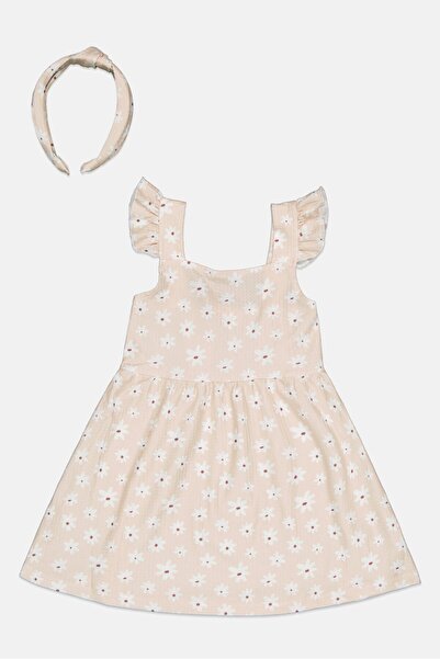 English Laundry فستان بناتي صغير من قطعتين بطبعة زهور مع رباط رأس متعدد الألوان