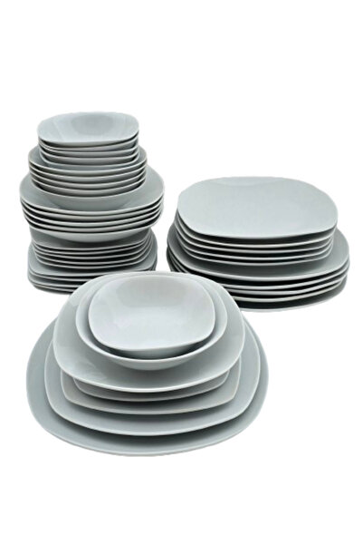 Cesiro Set complet de veselă, 35 de piese, pentru 5 persoane, porțelan, alb