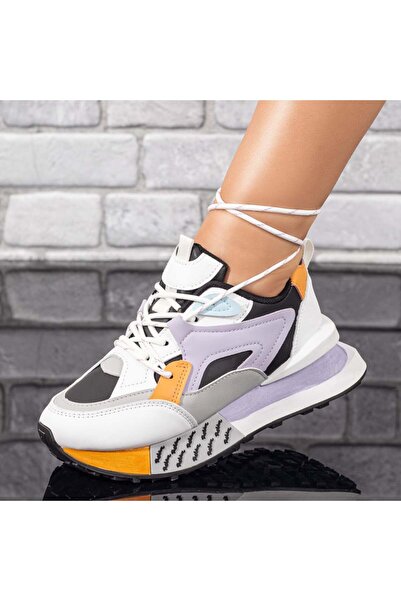 Modlet.ro Γυναικεία λευκά και μωβ αθλητικά παπούτσια MOD09897