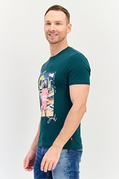 Levi's Men Crew Neck Short Sleeve Graphic Print T-Shirt, Dark Green
