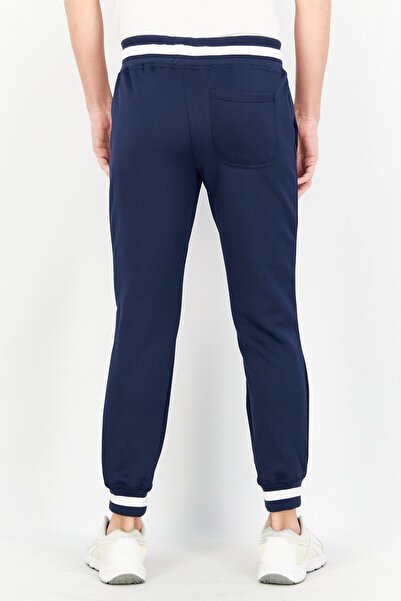 Le tigre Men Drawstring Side Pocket Sweatpants, Navy Blue/White