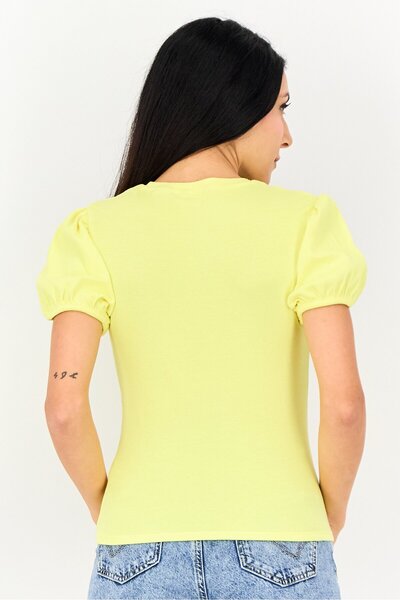 Levi's Women Crew Neck Short Sleeve Ribbed Top, Yellow