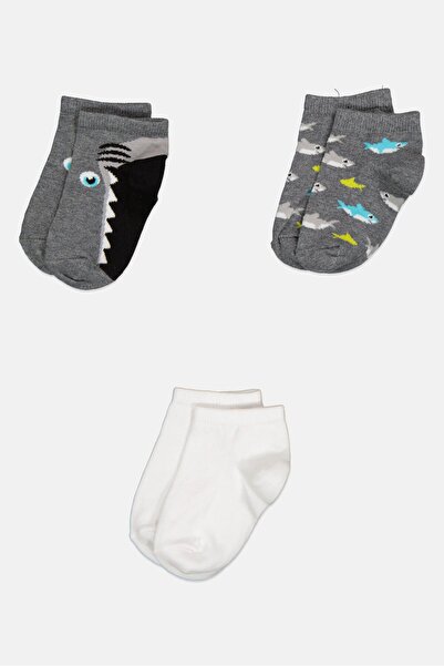 London Fog Kids Boy 3 Pairs Allover Pattern Ankle Socks, Multicolor