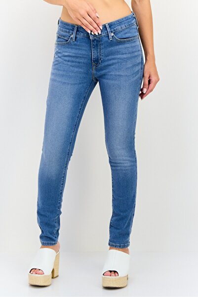 Levi's بنطلون جينز نسائي ضيق قابل للتمدد، أزرق