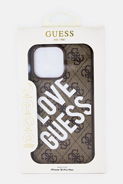 Guess iPhone 16 Pro Max Brand Logo Protective Case, Brown