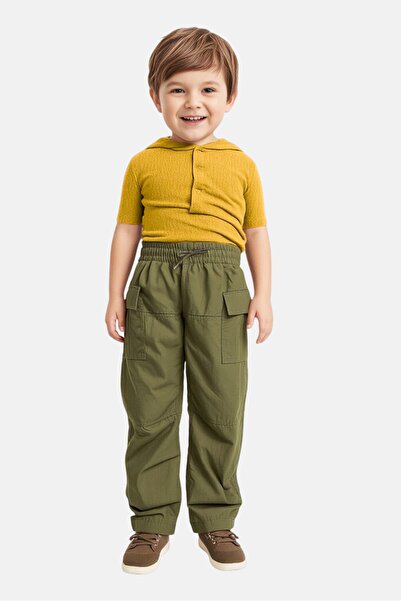 GAP Kids Boy Regular Fit Solid Cargo Pants, Olive