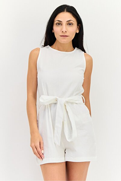 Braven Women Plain Sleeveless Playsuits, White