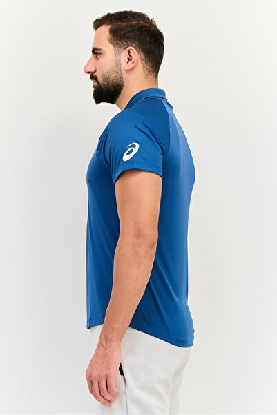 Asics Men Sportswear Fit Short Sleeve Training Polo Shirt, Teal Blue