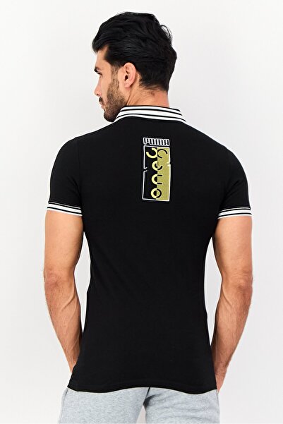 Puma x One8 Men Slim Fit Brand Logo Short Sleeve Outdoor Polo Shirt, Black