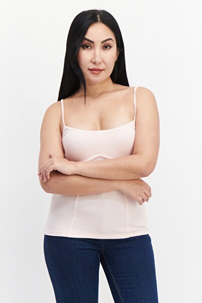 Jenny Women U-neck Sleeveless Plain Tank Top, Pink