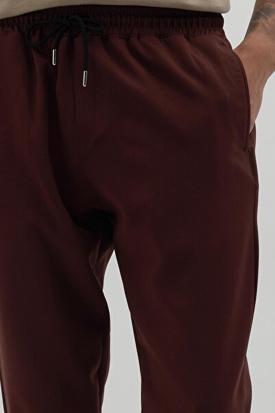 Tudors Erkek Regular Fit Beli Lastikli Bağcıklı Jogger Kiremit Pantolon Rahat Kesim Yan Cepli