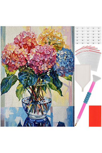 zola Goblen mozaic cu diamante, Zola, Buchet de hortensii, 40 x 30 cm