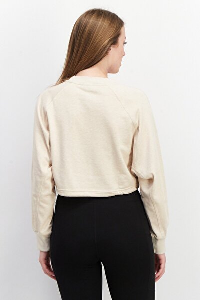 adidas Women Sportswear Fit Long Sleeve Outdoor Crop Sweatshirts, Beige